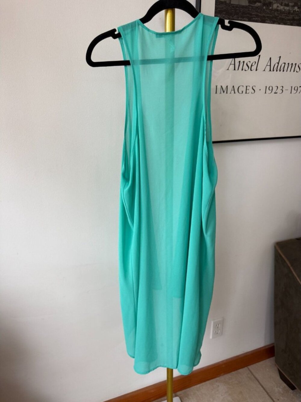 Turquoise Haven Sheer Kimono Vest Womens Open Front Duster Lightweight Boho 1023 - Picture 2 of 5